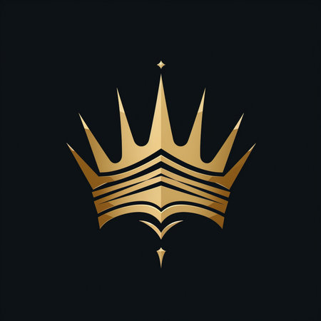 Gold crown on black background. Luxury royal emblem. Vector illustration.の素材