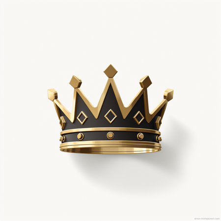 Gold crown isolated on white background. Realistic 3d vector illustration.の素材