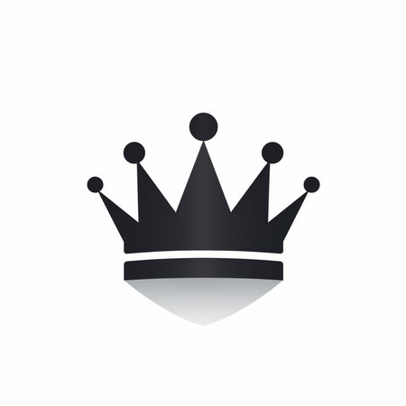 Crown icon. Black vector icon with shadow on white background.の素材