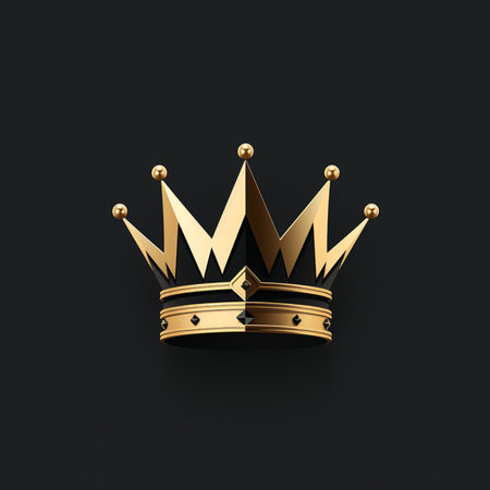 Gold crown isolated on black background. 3D rendering, 3d illustration.の素材