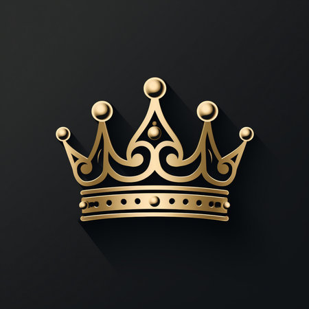 Gold crown icon on black background. Vector illustration. Eps 10.の素材