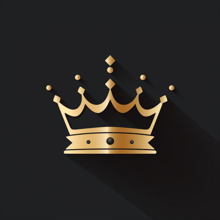 Gold crown icon on black background. Vector illustration. Eps 10.の素材