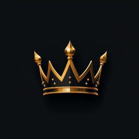 Gold crown on black background. 3d rendering. Computer digital drawing.の素材