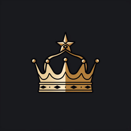 Gold crown icon. Luxury royal symbol. Premium quality graphic design element.の素材