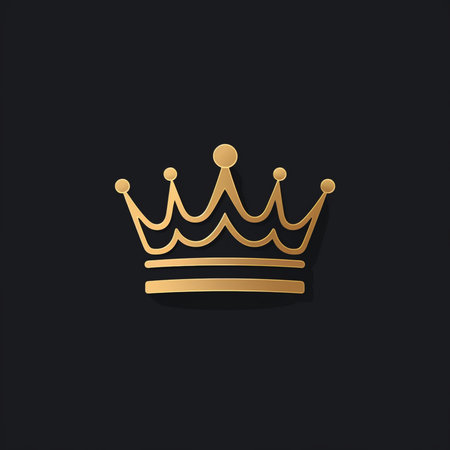 Crown gold icon isolated on black background. Vector Illustration.の素材