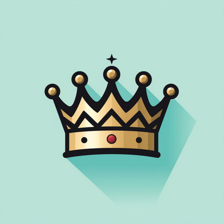 Crown icon in flat design style with long shadow. Vector illustration.の素材