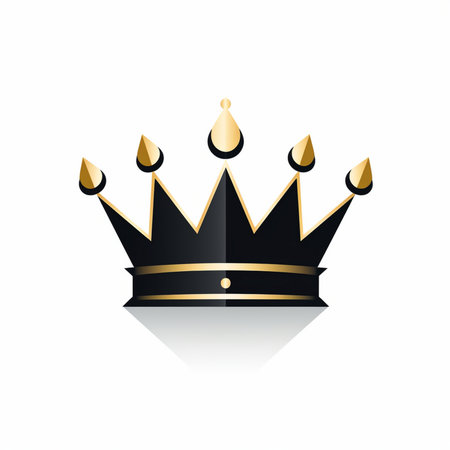 Black crown with reflection isolated on white background. Vector Illustration.の素材