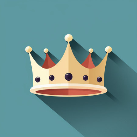 Crown icon. Flat design style with long shadow. Vector illustrationの素材