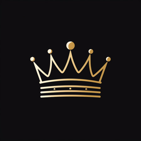 Gold crown on black background. Luxury symbol. Vector illustration.の素材