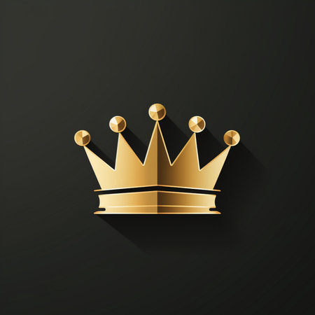 Gold crown icon on black background. Vector illustration. Eps 10.の素材