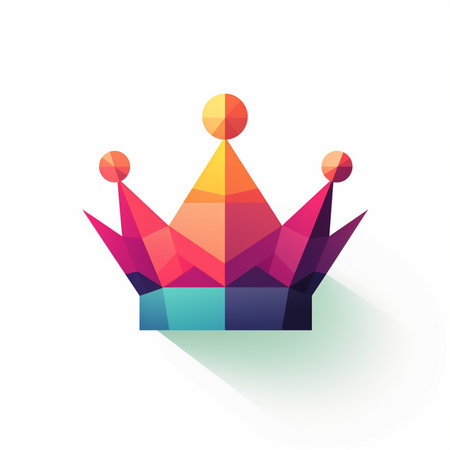 Crown icon. Vector illustration, flat design. Colorful iconの素材