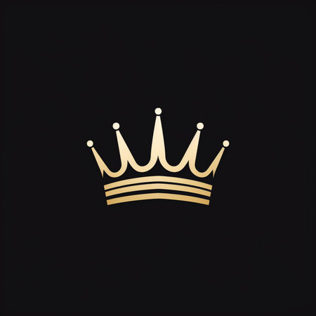 Gold crown icon isolated on black background. Luxury royal symbol.の素材