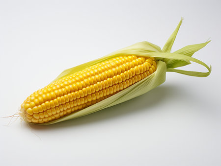 Corn on the cob on a white background. Close-up.の素材