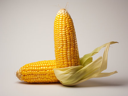 Corn on the cob on a light background. Healthy food. Diet.の素材