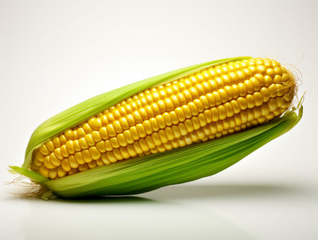 Corn on the cob on a white background. Studio shot. Isolated.の素材