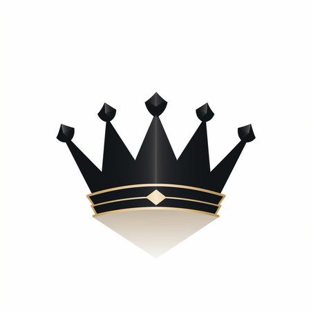 Black crown with reflection on white background. Vector illustration for your designの素材