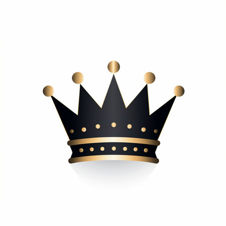 Elegant black and gold crown graphic, a symbol of royalty and power, isolated on a white background.の素材