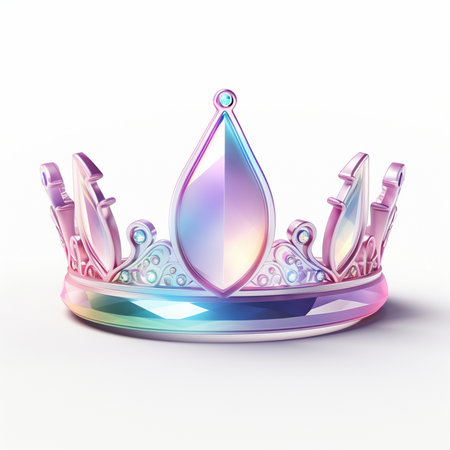 A beautiful iridescent tiara crown adorned with sparkling gemstones, perfect for adding a touch of magic and luxury.の素材