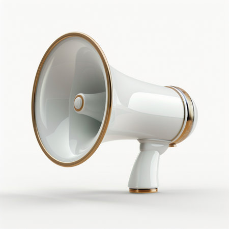 Megaphone isolated on white background. 3d render illustration.の素材