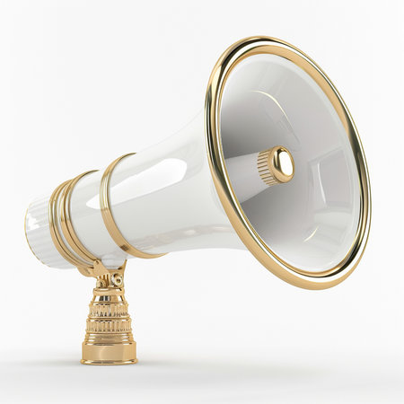 Megaphone isolated on white background. 3d render illustration.の素材