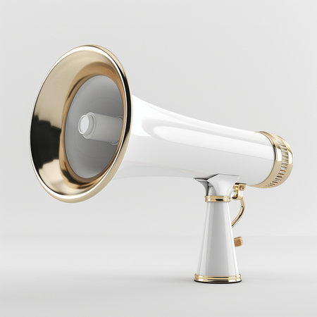 Megaphone isolated on a white background. 3d rendering.の素材