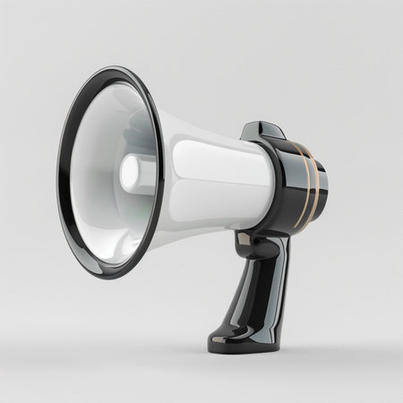 Megaphone isolated on a white background. 3d rendering.の素材