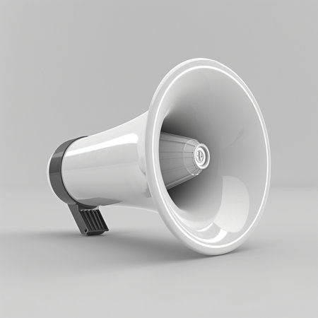 Megaphone on a gray background. 3D rendering. High resolutionの素材