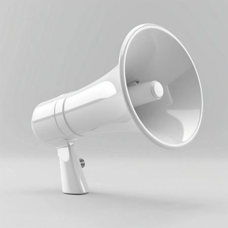 Megaphone isolated on white background. 3D rendering. 3D illustration.の素材