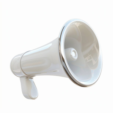 Megaphone isolated on white background. 3d render. High resolution.の素材