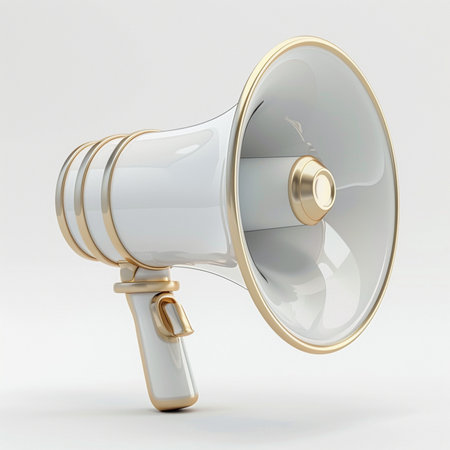 Megaphone on a white background. 3D rendering with clipping pathの素材