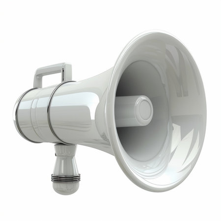 Megaphone isolated on white background. 3d render. Business concept.の素材