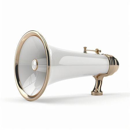 Megaphone on a white background. 3d rendering. Isolated.の素材