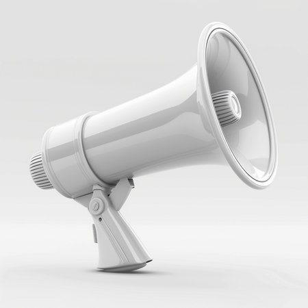 Megaphone on a white background. 3d rendering image.の素材