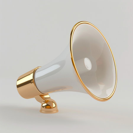 3d rendering of a megaphone isolated on white background.の素材
