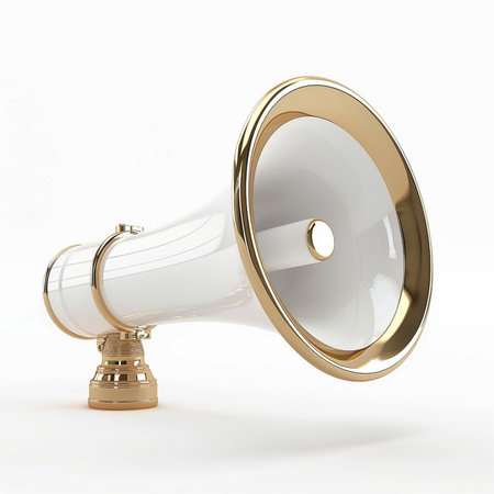 Megaphone isolated on white background. 3d render illustration.の素材
