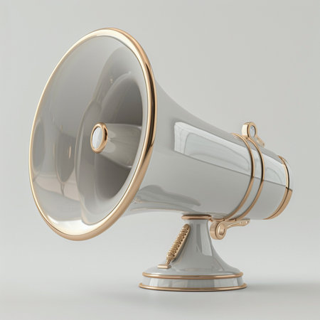 Megaphone isolated on a white background. 3d rendering.の素材