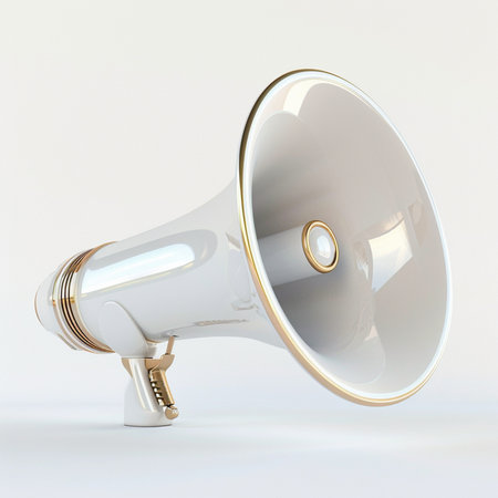 Megaphone isolated on white background. 3d render illustration.の素材