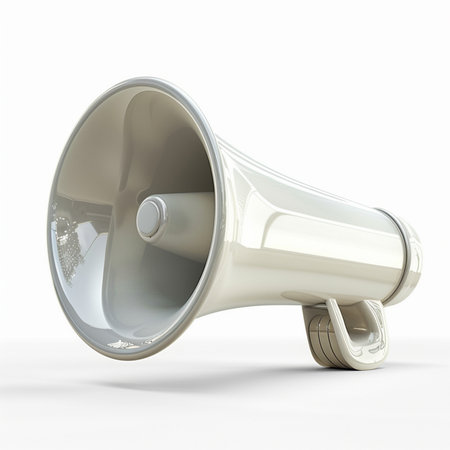 Megaphone isolated on white background. 3d rendering with clipping pathの素材