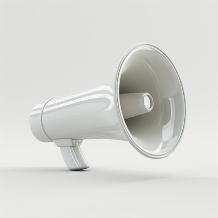 Megaphone isolated on white background. 3d render illustration.の素材