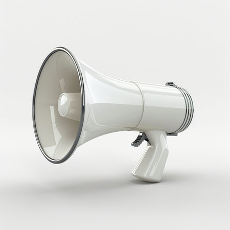 Megaphone isolated on a white background. 3d rendering.の素材