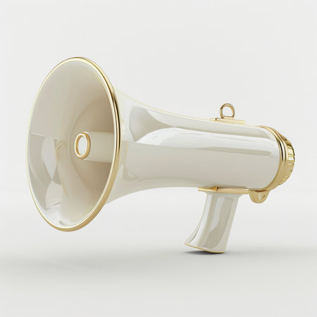 3d rendering of a megaphone on a white background.の素材