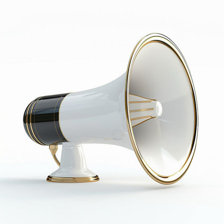 Megaphone isolated on white background. 3d render illustration.の素材