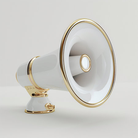 3d rendering of a megaphone on a white background.の素材