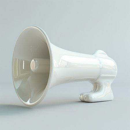 Megaphone on a white background. 3d render illustration.の素材