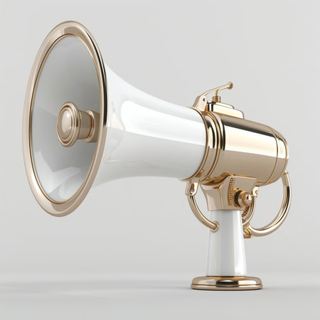 Megaphone isolated on a white background. 3d rendering.の素材
