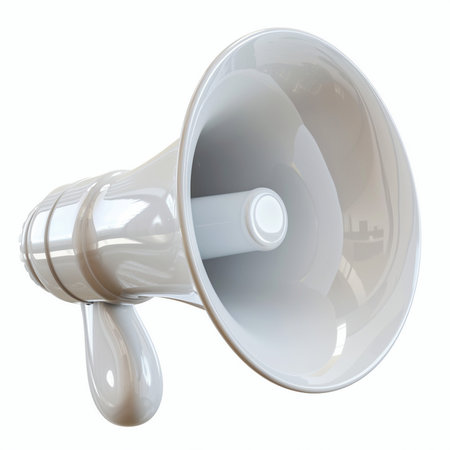 Megaphone isolated on white background. 3d render. Loudspeaker.の素材