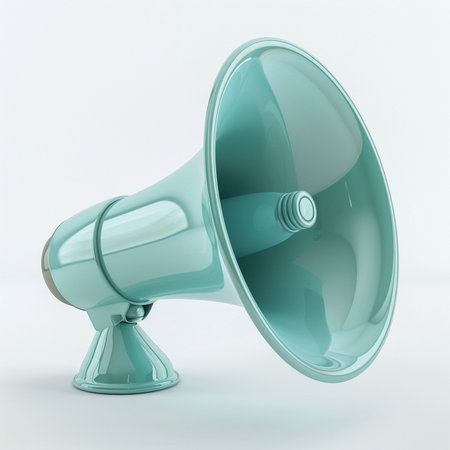 Megaphone on a white background. 3d rendering. Image with clipping pathの素材