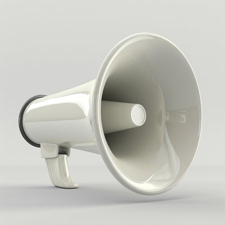 Megaphone isolated on white background. 3d render illustration.の素材