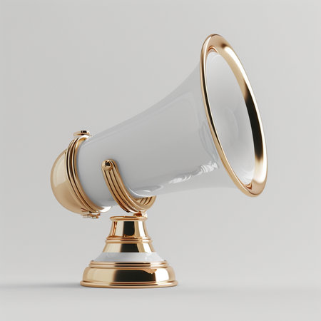 Megaphone isolated on white background. 3D rendering. 3D illustration.の素材
