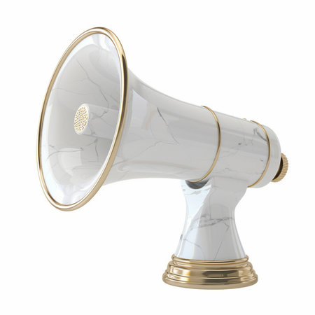 Megaphone isolated on white background. 3d rendering. High resolution.の素材